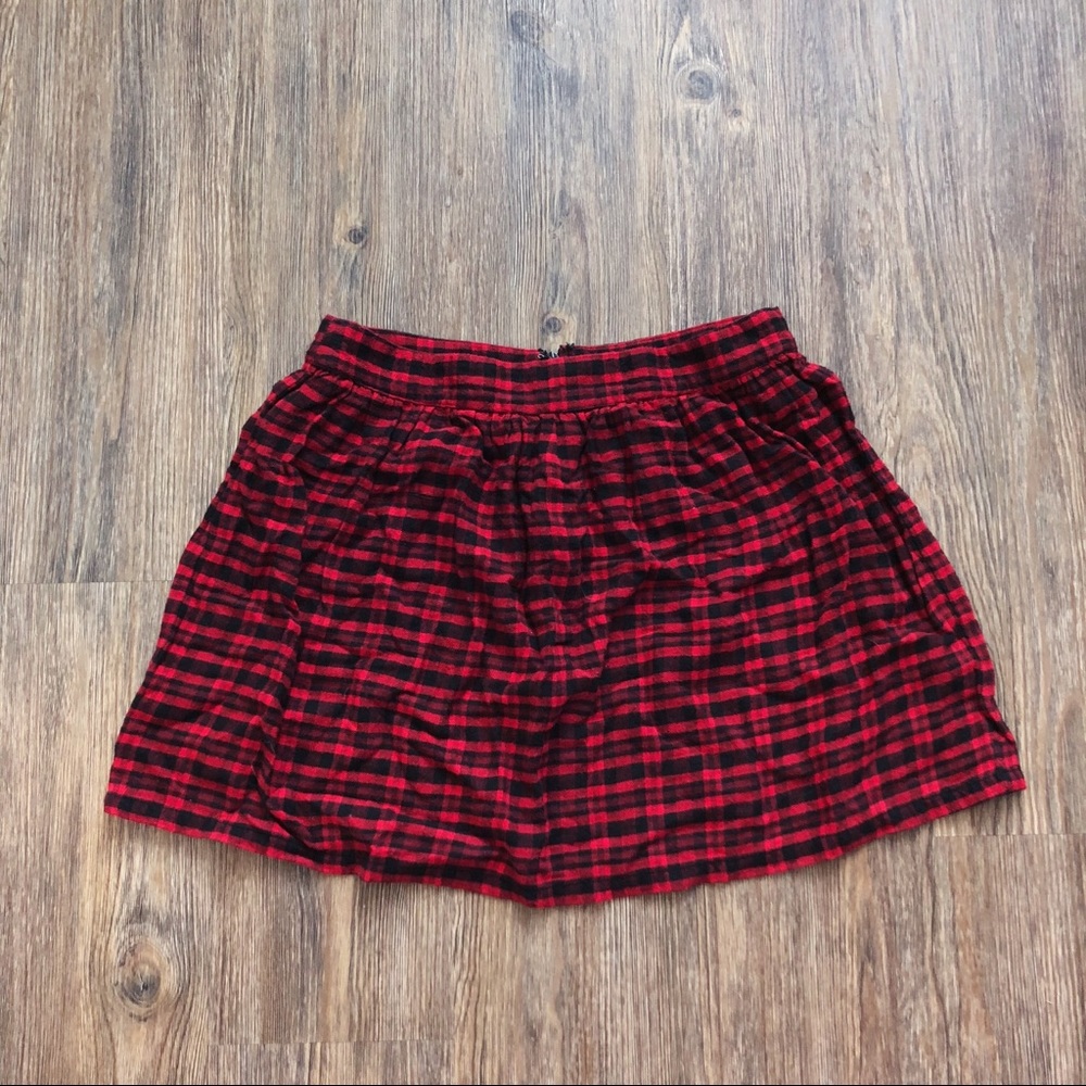 red plaid skirt